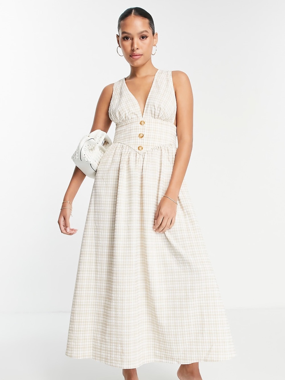 ASOS Design Plunge Dungaree Midi Dress